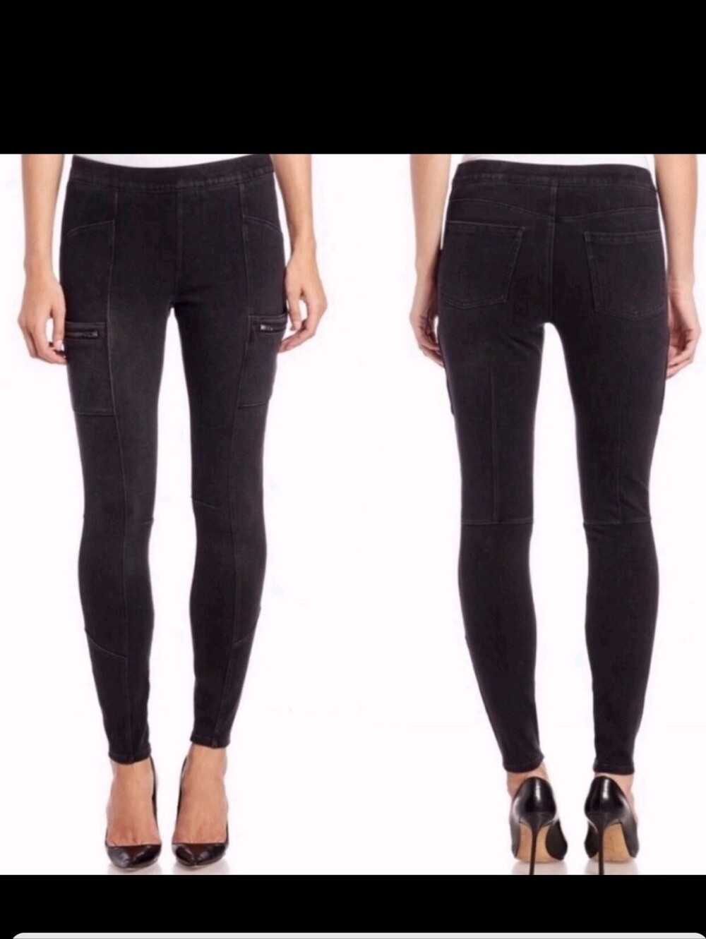 SPANX Streetwise Faded Black Cargo Jean Leggings Sz Large Like New